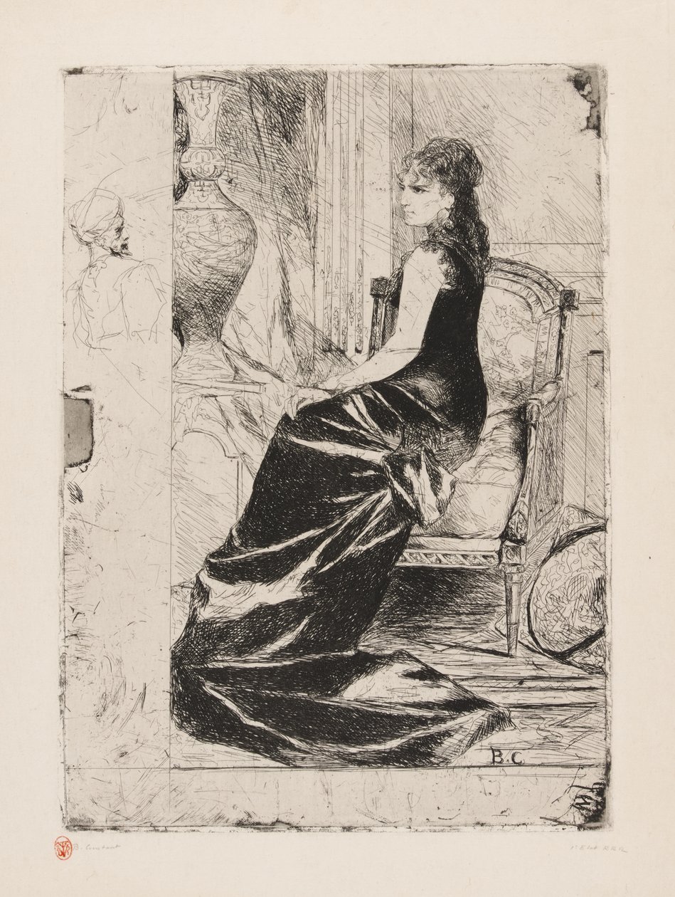 Mulher de Negro, c.1876 (gravura sobre papel creme) de Jean Joseph Benjamin Constant
