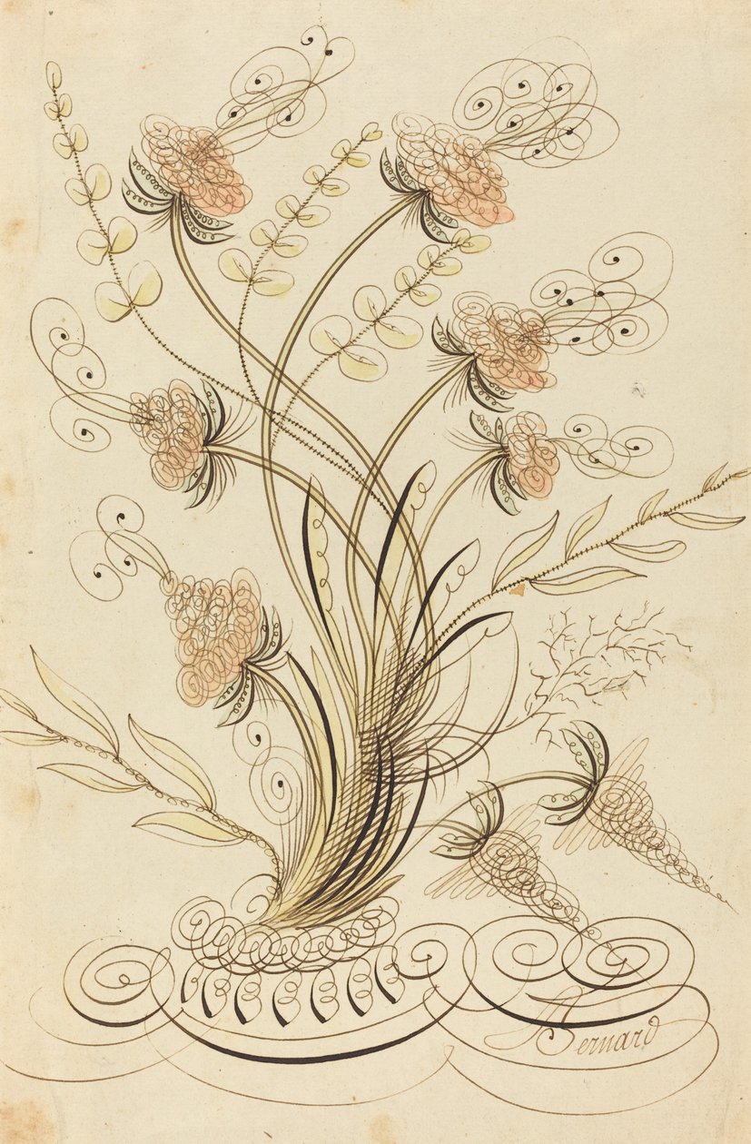Flores caligráficas de Jean Joseph Bernard called Bernard de Paris