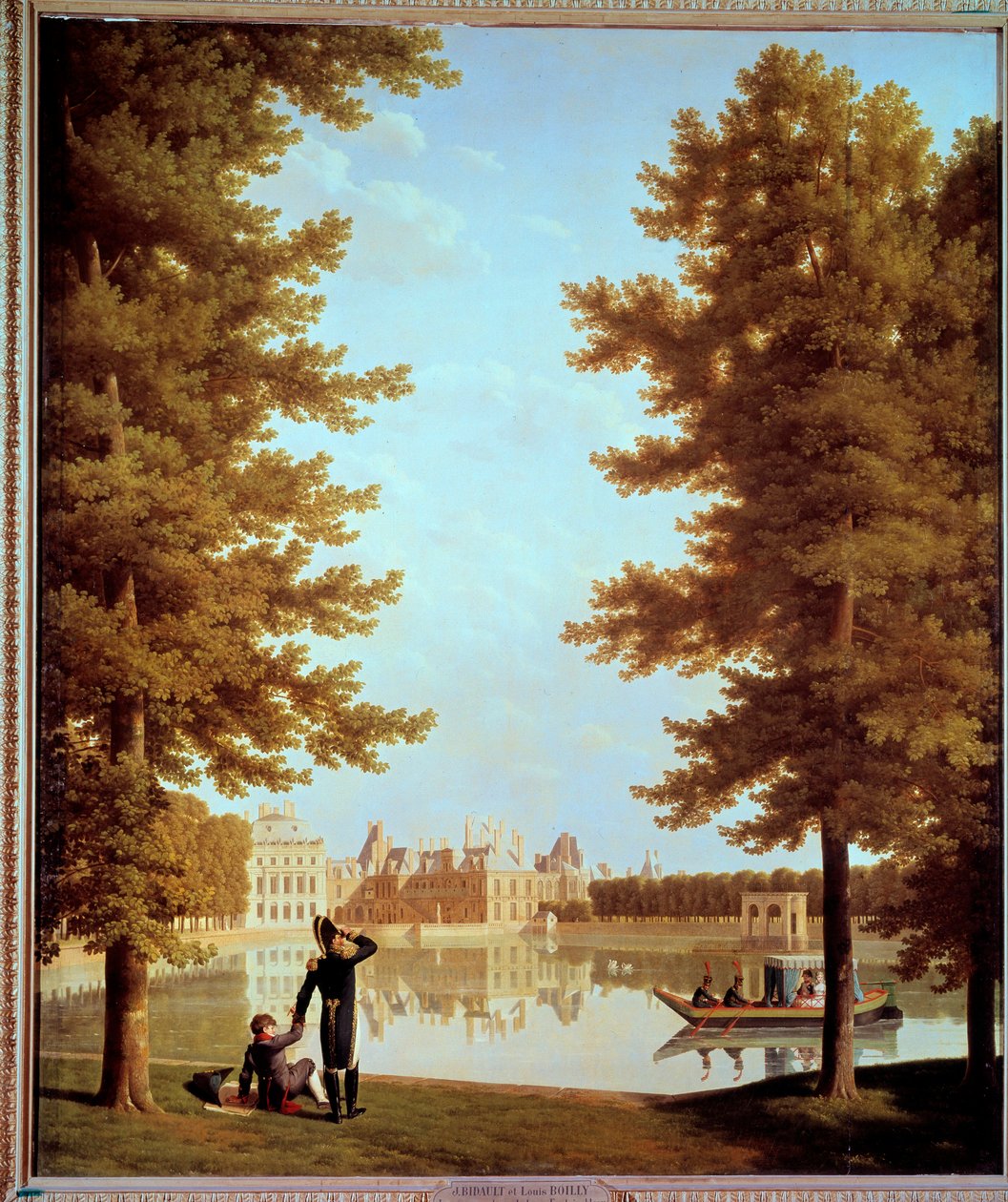Promenade do Imperador Napoleão I (1769-1821) e Marie Louise na Lagoa da Carpa em Fontainebleau Pintura de Joseph Bidault (1758-1846) 1810 Sol. 2,28x1,74 m Paris, Musee Marmottan de Jean Joseph Bidault