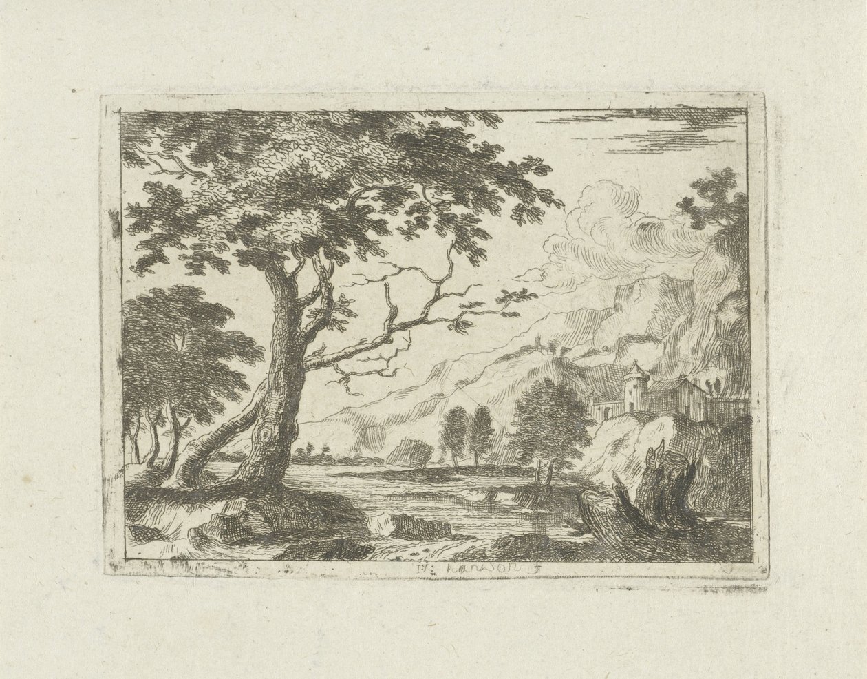 Paisagem de montanha com um rio de Jean Joseph Hanson