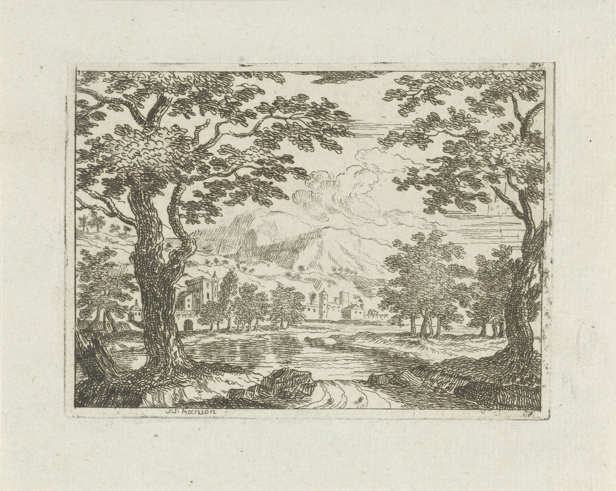 Aldeia sobre um rio de Jean Joseph Hanson