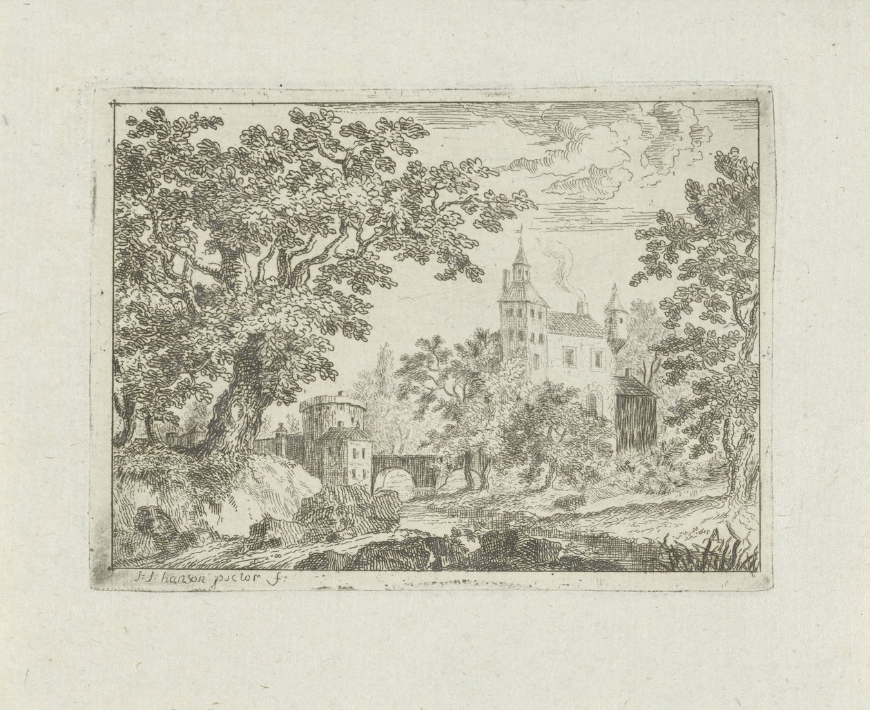 Castelo em uma paisagem de Jean Joseph Hanson