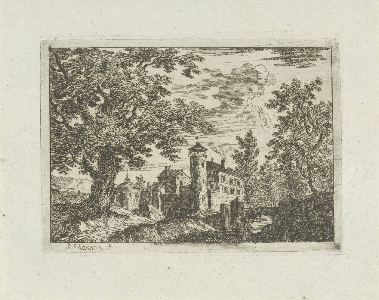 Castelo em uma paisagem de Jean Joseph Hanson