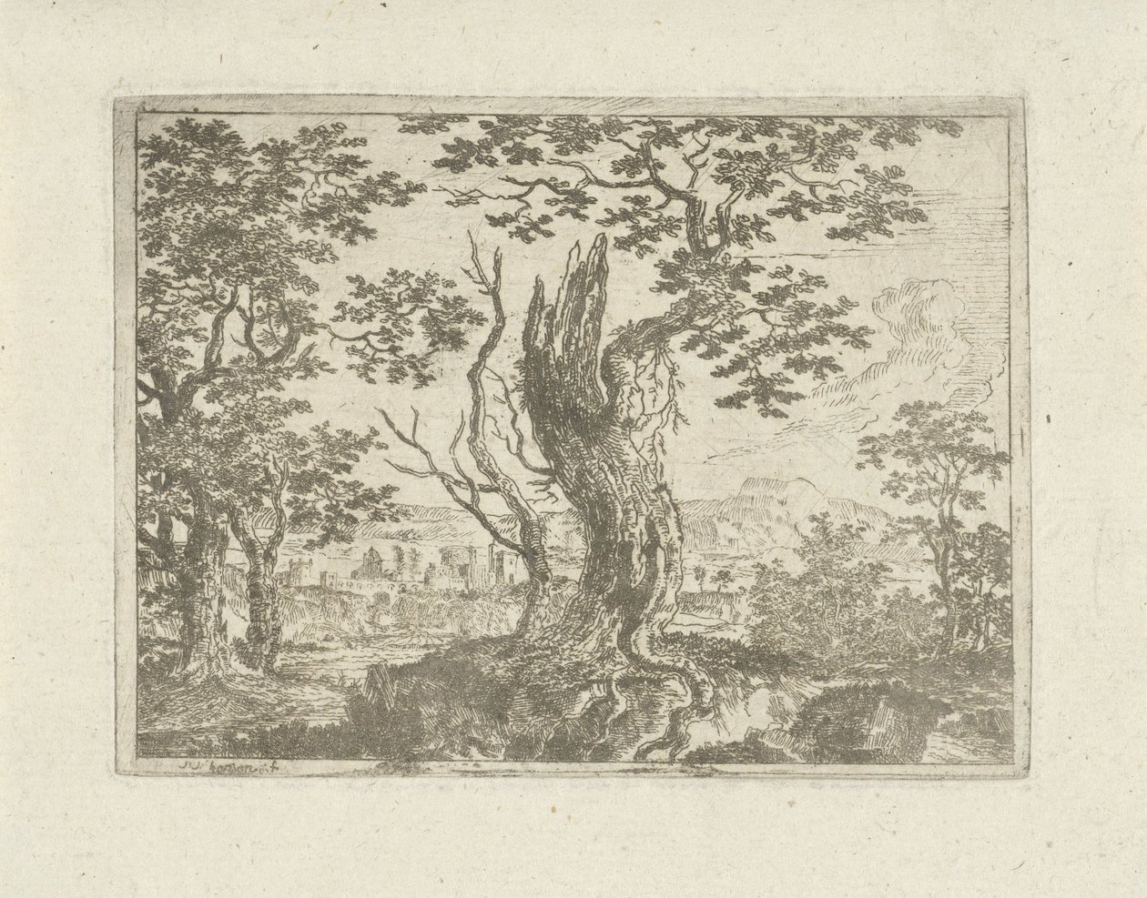 Paisagem com uma árvore quebrada de Jean Joseph Hanson