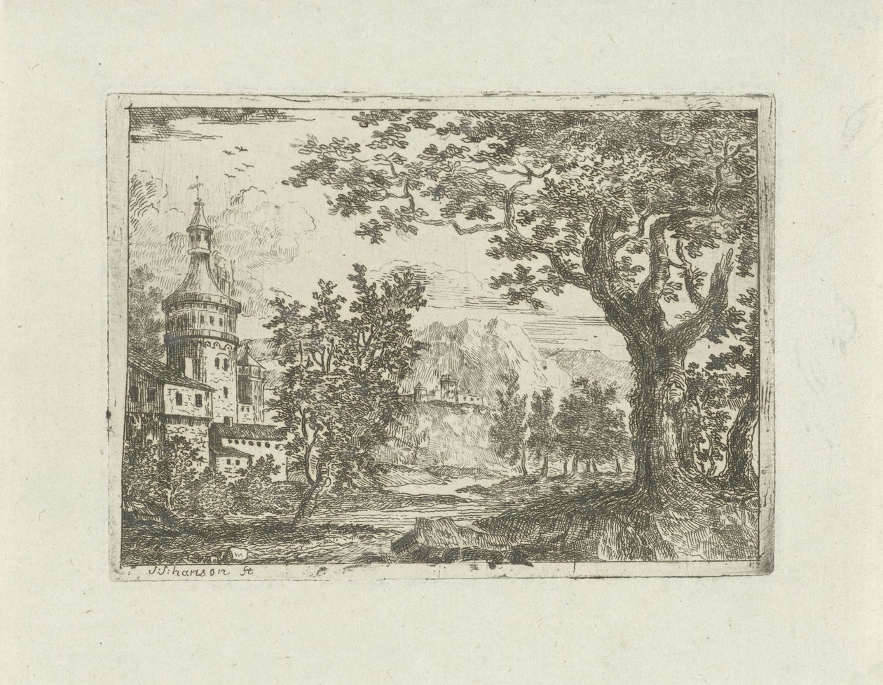 Paisagem com torre redonda de Jean Joseph Hanson