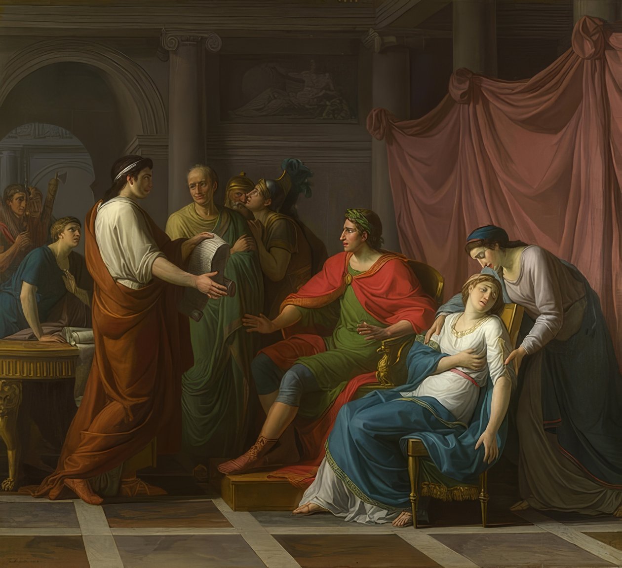 Virgílio lê Augusto e Octavia fora da Eneida. 1787 de Jean Joseph Taillasson