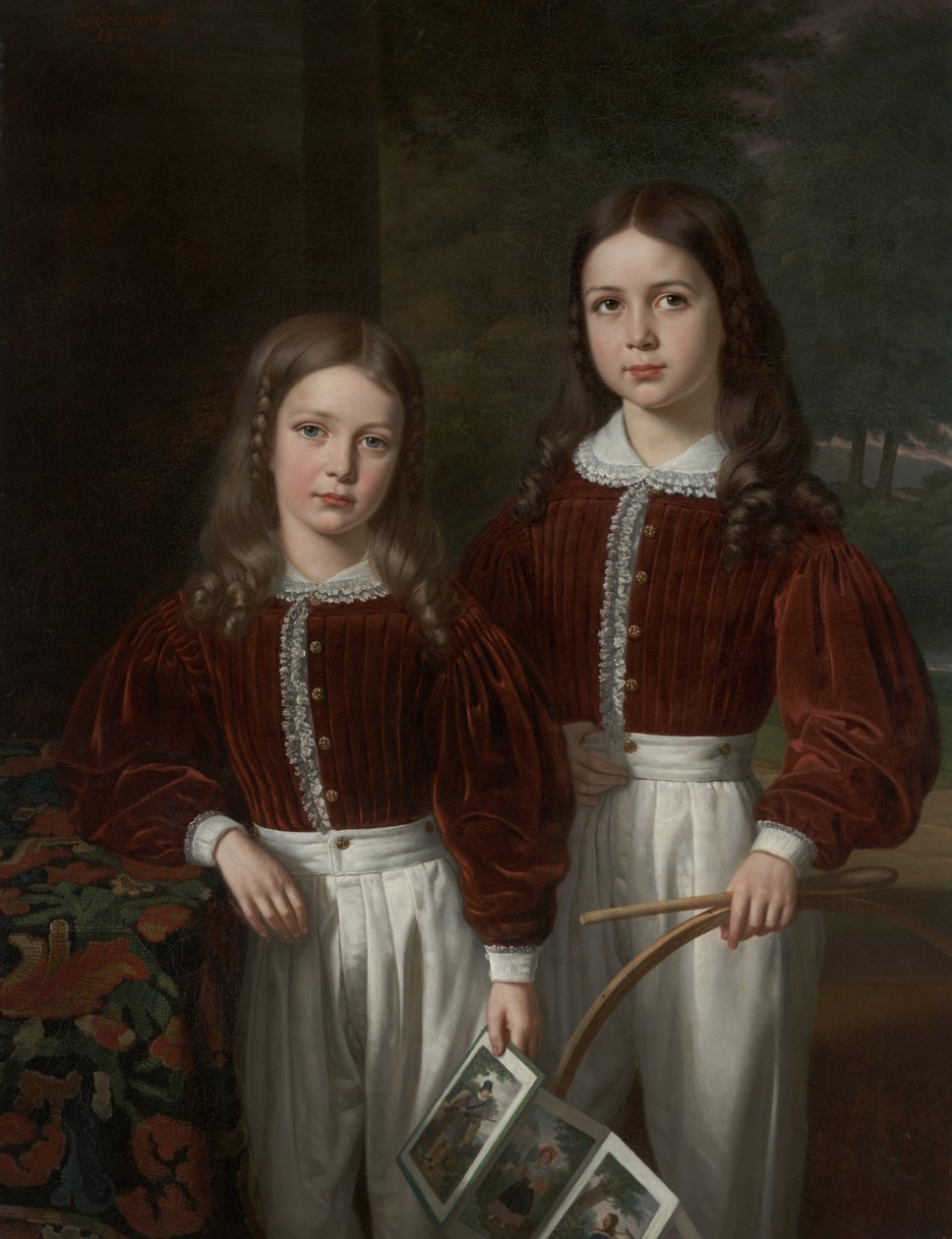 Retrato de duas crianças, provavelmente os filhos de M. Almeric Berthier, Conde de LaSalle de Jean Joseph Vaudechamp