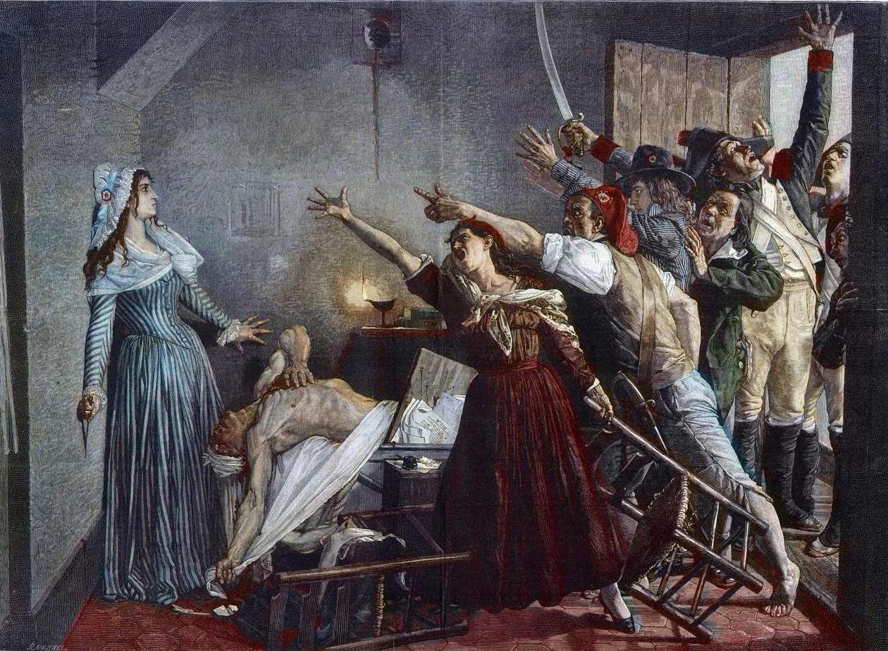 Assassinato de Jean Paul Marat (Jean-Paul) 1743-93 político revolucionário francês de Jean Joseph Weerts