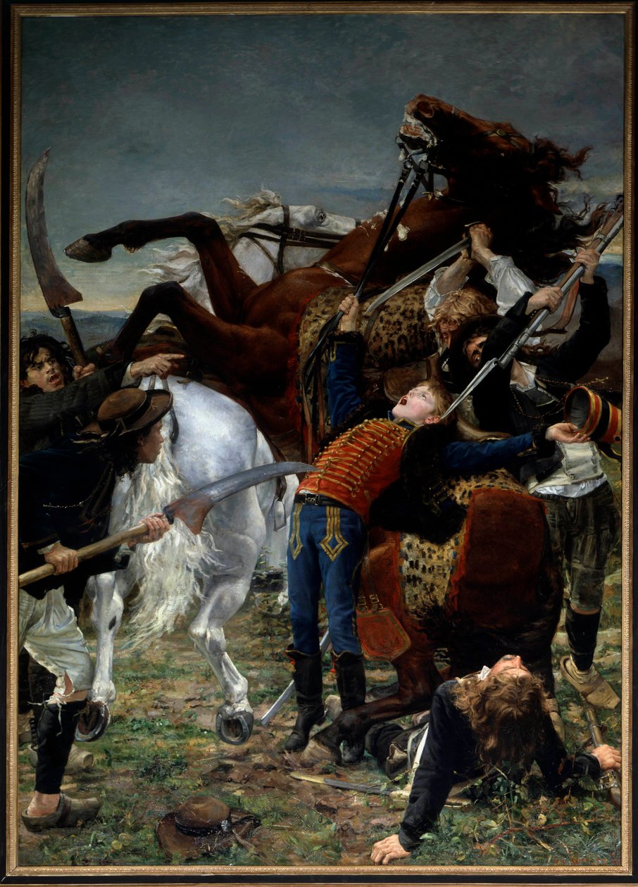 Revolução Francesa: "Morte de Joseph Bara (1779-1793)" Joseph Bara ou Barra (1780-1793) foi um filho herói da Revolução Francesa que lutou em Vendee pela República. Pintura de Jean Joseph Weerts (1849-1927) 1883 Sol. 3,50 x 2,50 m Paris, musee d