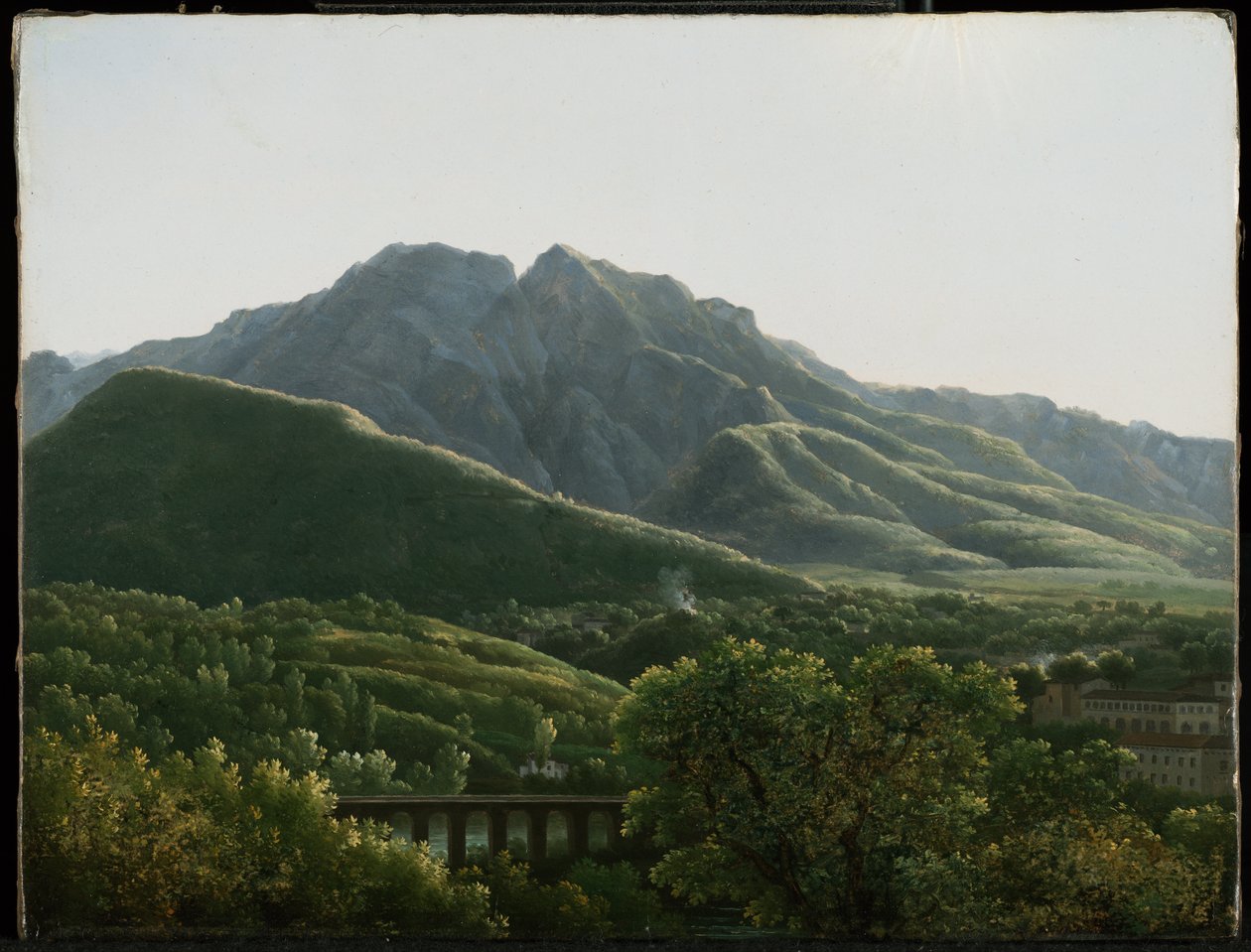 Vista da ponte e da cidade de Cava, Reino de Nápoles de Jean Joseph Xavier Bidauld