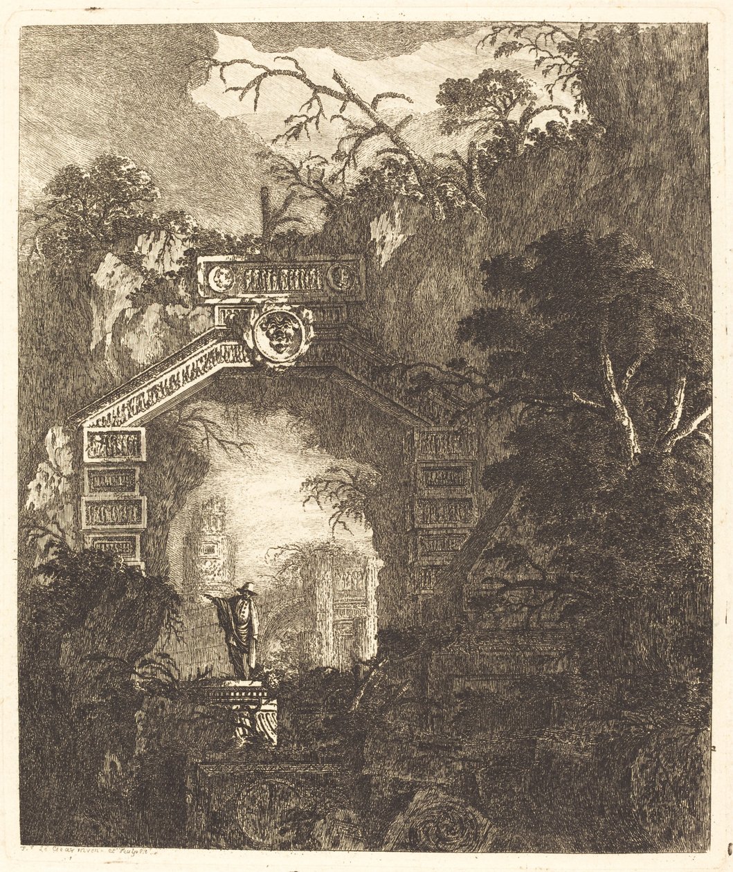 Figura em pé sob um arco de pedra de Jean Laurent Legeay