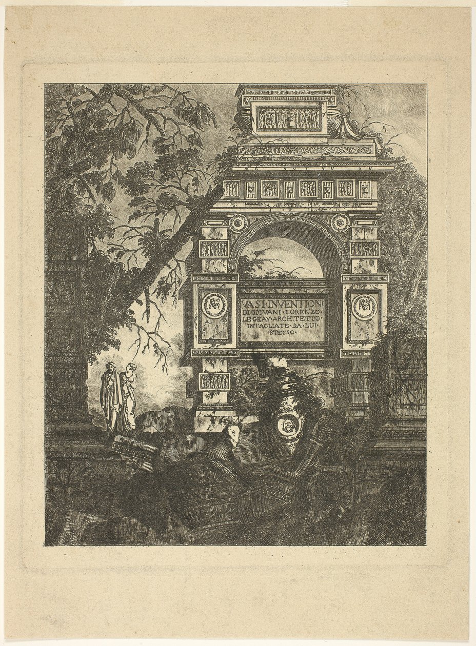 Frontispício, prato um de Vasi Invention de Jean Laurent Legeay