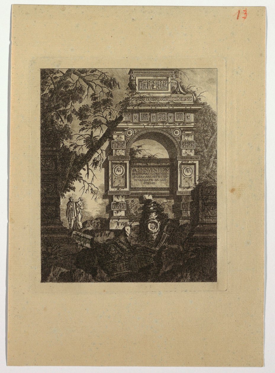 Frontispiece, vasi invention, from "Collection de divers sujets de vases, tombeaux, ruines et fontaines, utile aux artistes..." de Jean Laurent Legeay