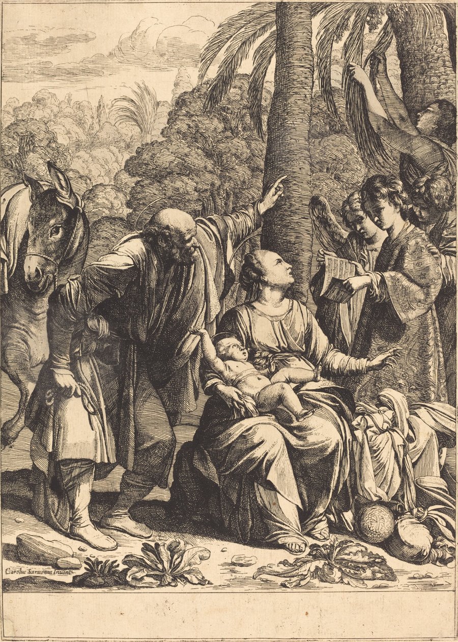 Descanse na fuga para o Egito de Jean Leclerc after Carlo Saraceni
