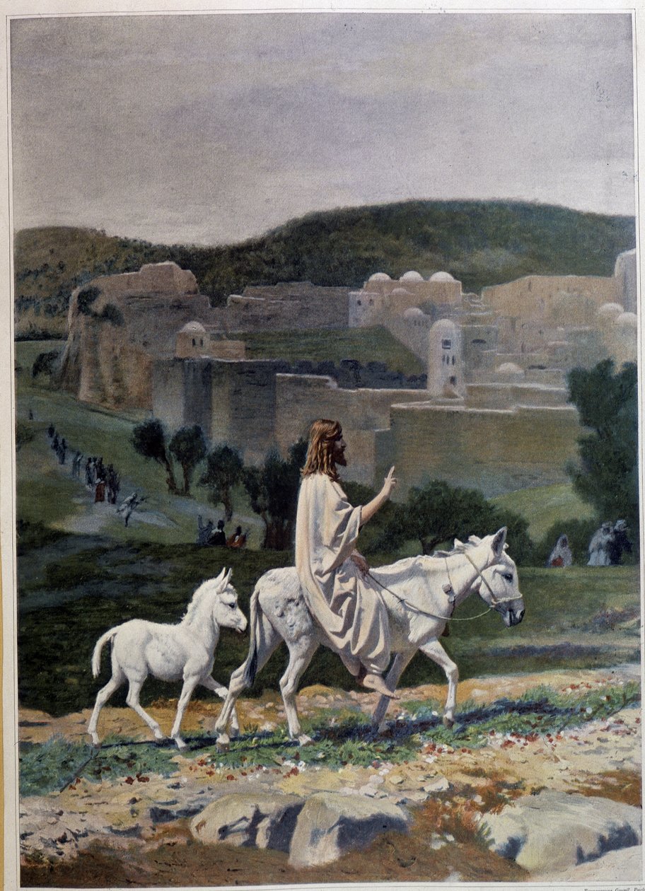 A entrada de Cristo em Jerusalém no dia de Ramos. Gravura depois de um quadro de Jean Leon Gerome (Jean-Leon Gerome de Jean Leon (after) Gerome