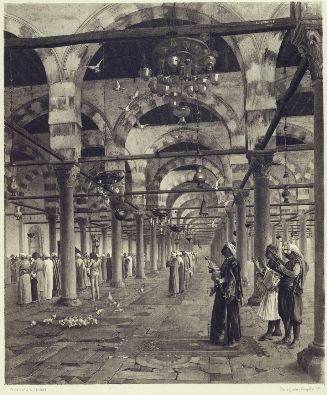 Oração Pública na Mesquita de Amron, de "Uma Colecção de Obras de Jean-Leon Gerome em 100 Fotogravuras". de Jean Leon (after) Gerome