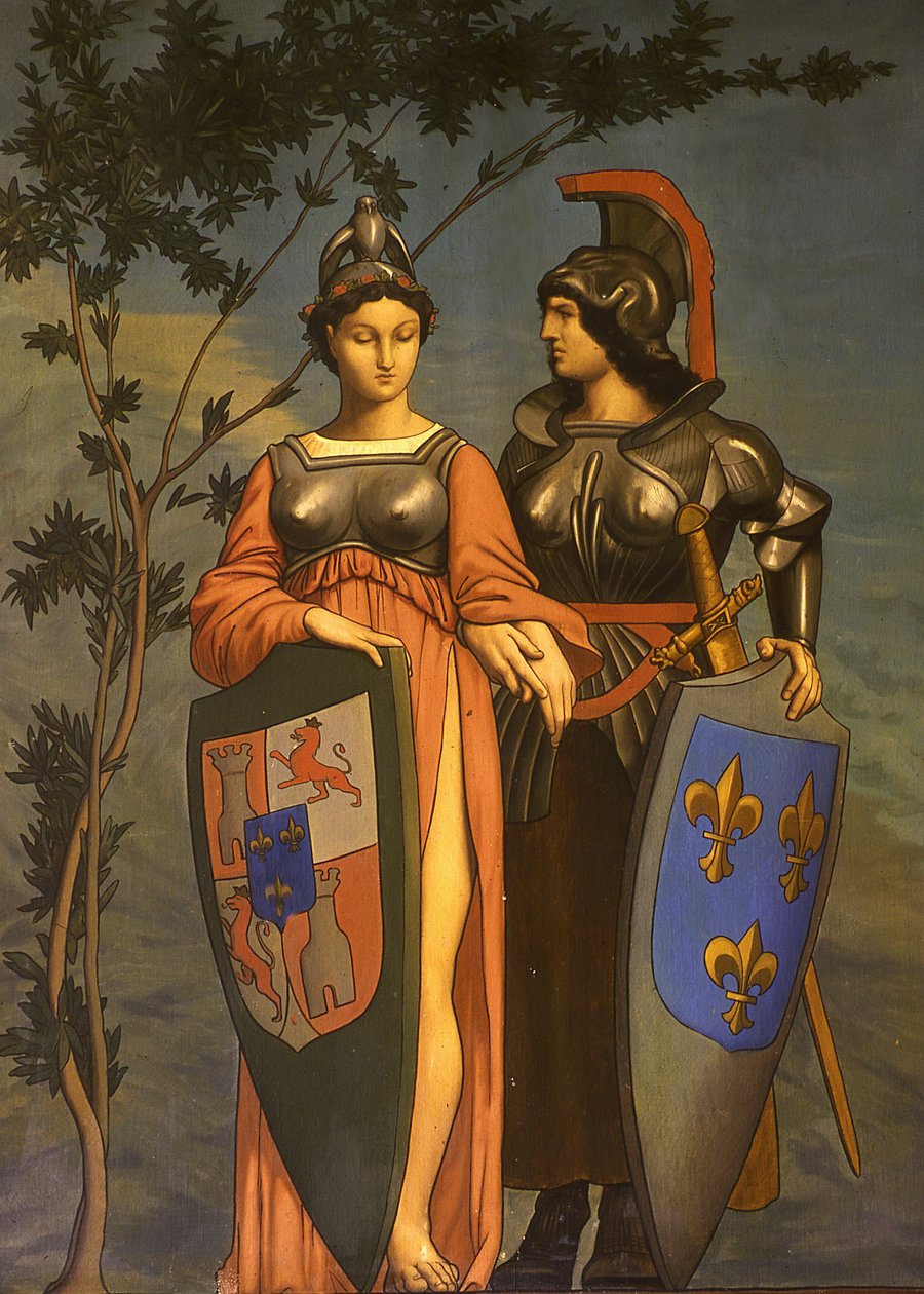 Alegoria do Tratado dos Pirenéus em 1659 entre França e Espanha (óleo sobre tela) de Jean Leon Gerome
