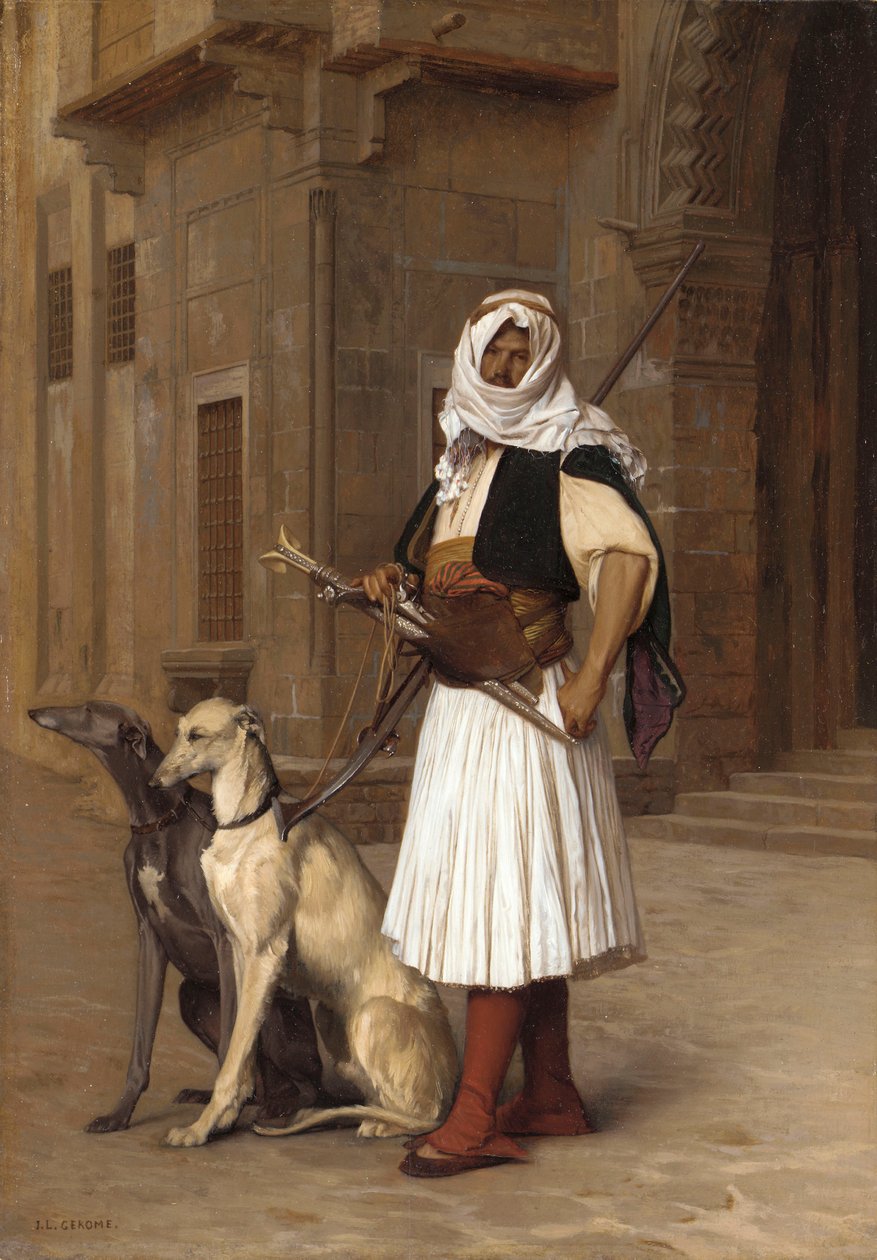 Anaute com dois cães Whippet, 1867 de Jean Leon Gerome