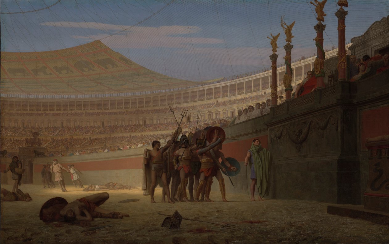 Ave César! Morituri te salutant (Salve, César! Nós, que vamos morrer, saudamos-te) de Jean Leon Gerome
