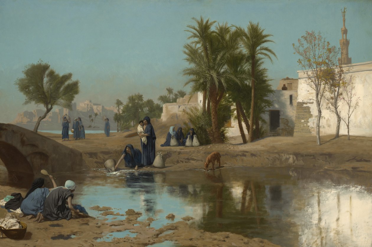 Mulheres Fellah que tiram água, c.1873 -75 de Jean Leon Gerome