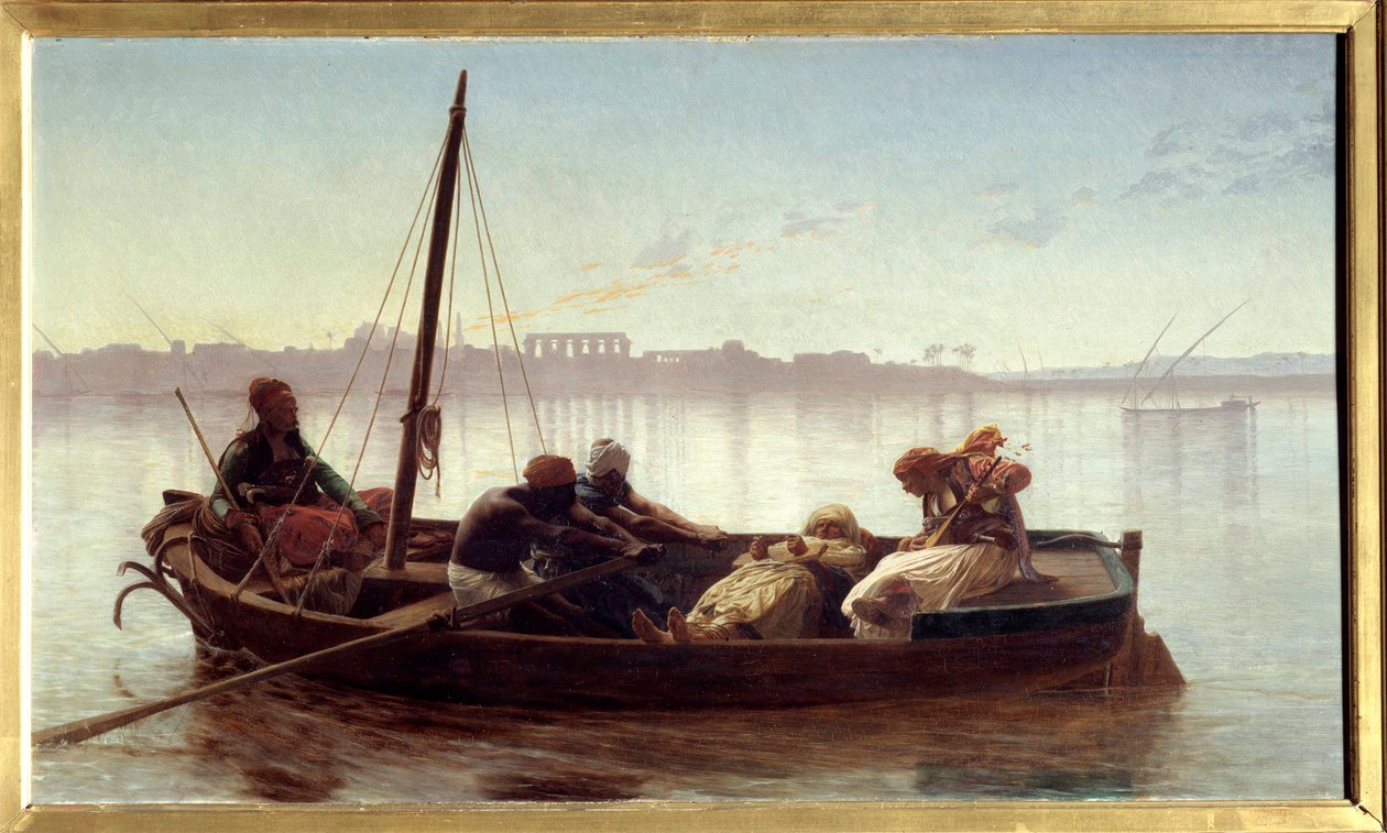 Prisioneiro Um prisioneiro transportado por barco por marinheiros egípcios no Nilo. Pintura de Jean Leon Gerome (1824-1904) 1861 Sol. 0,45x0,78 m Nantes, Musee des Beaux Arts de Jean Leon Gerome