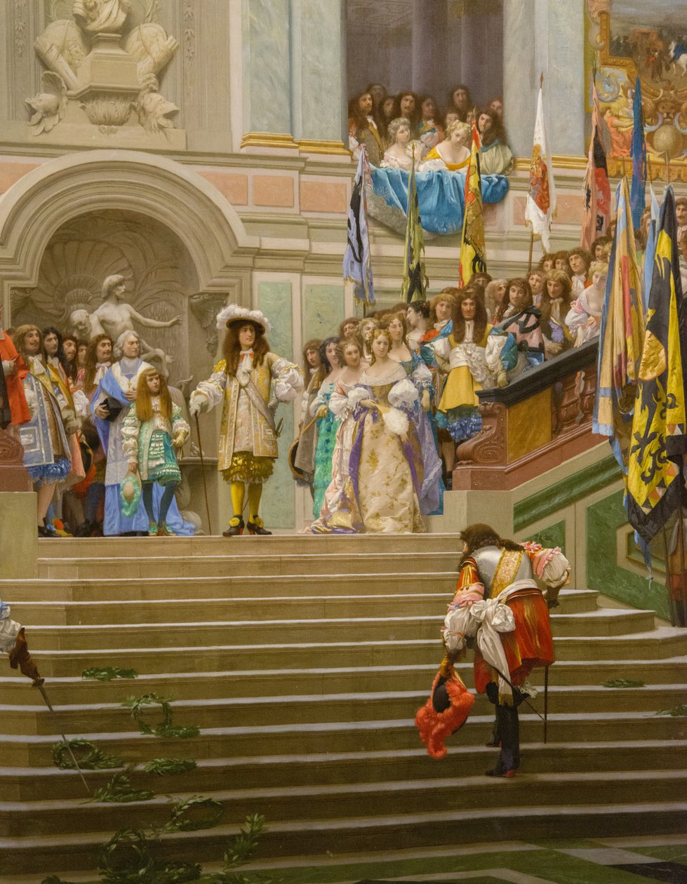 Recepção de Louis 2 de Bourbon Conde, disse o Grande Conde pelo rei Louis 14 a Versalhes em 1674 de Jean Leon Gerome