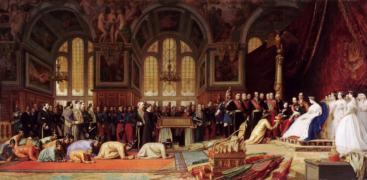 Recepção dos embaixadores do Sião por Napoleão III no Palácio de Fontainebleau em 27 de junho de 1861 de Jean Leon Gerome