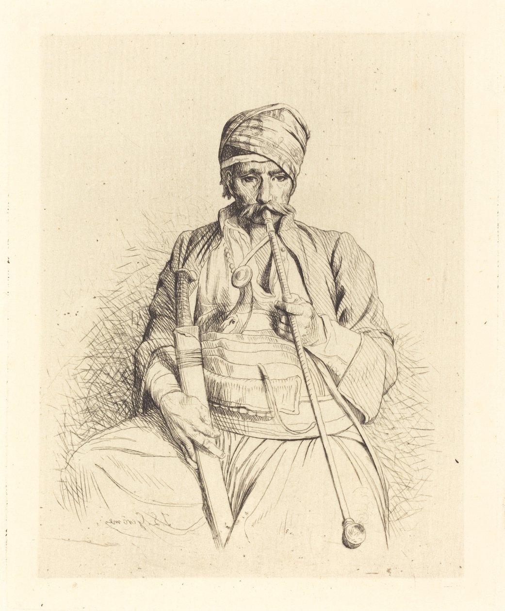 Árabe sentado com cachimbo de Jean Leon Gerome
