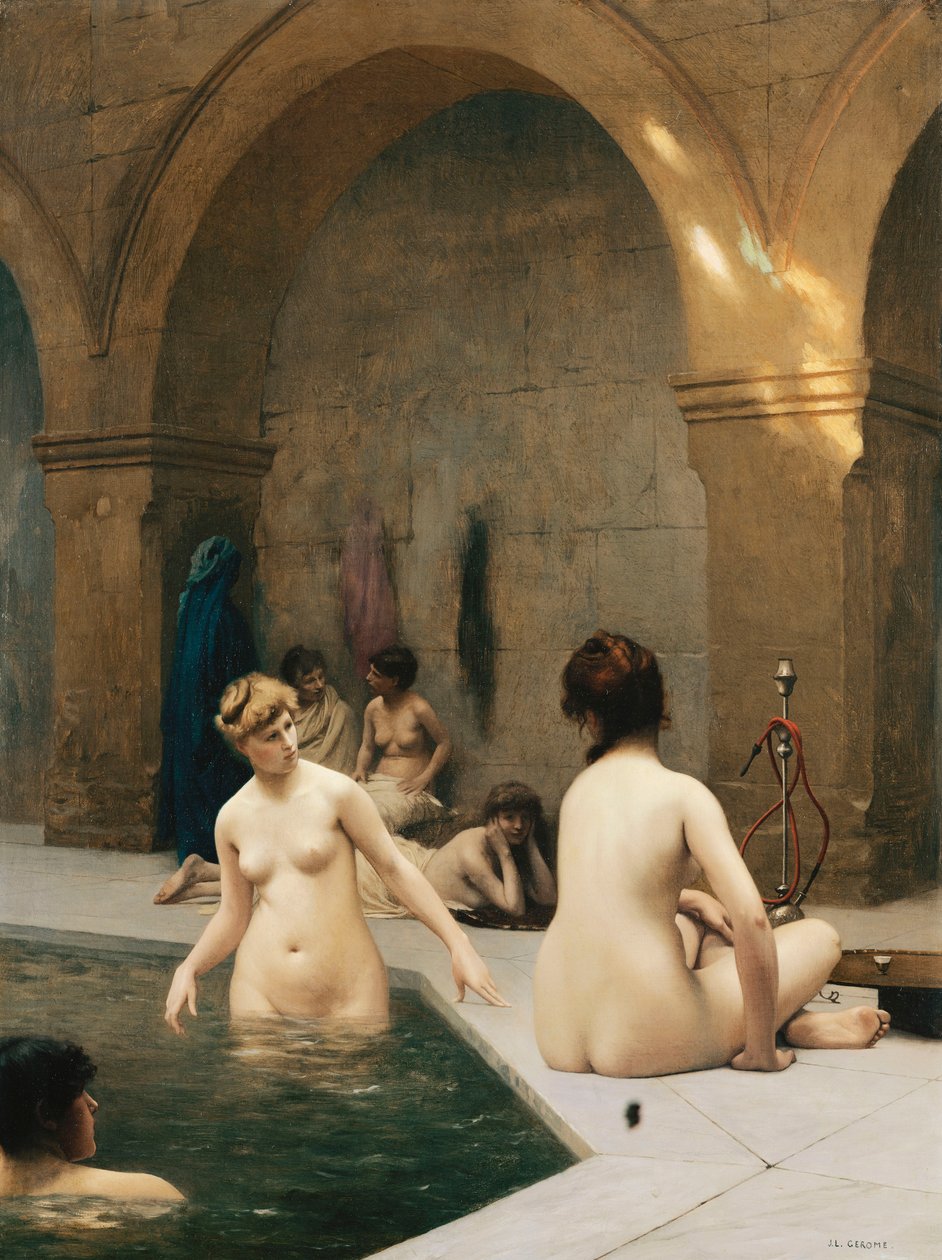 Os banhistas; Os Baigneuses, c.1889 de Jean Leon Gerome