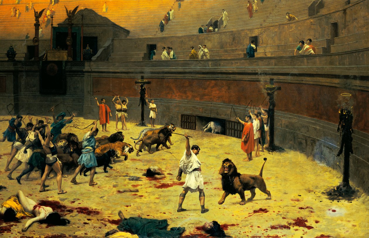 Os Leões em retirada, 1902 de Jean Leon Gerome