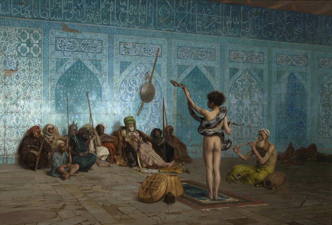 O encantador de serpentes, c.1879 de Jean Leon Gerome