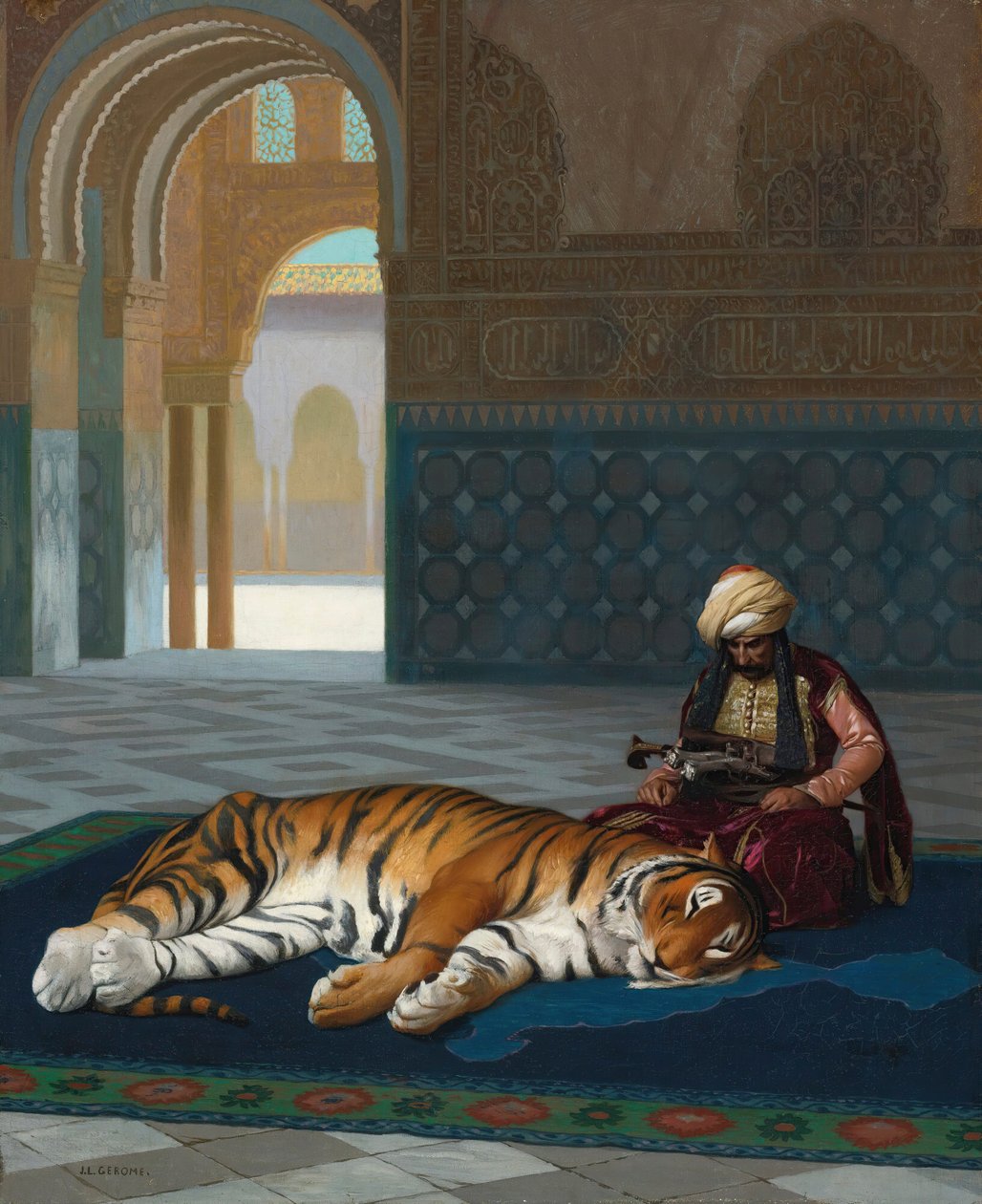 O Tigre e o Guardião (óleo sobre tela) de Jean Leon Gerome