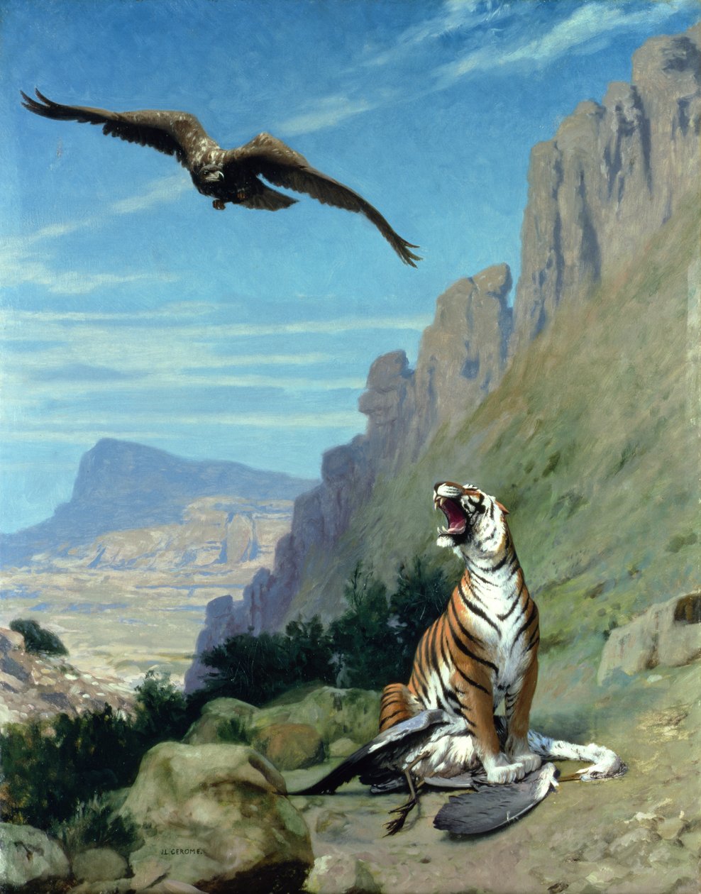 Tigre e abutre de Jean Leon Gerome