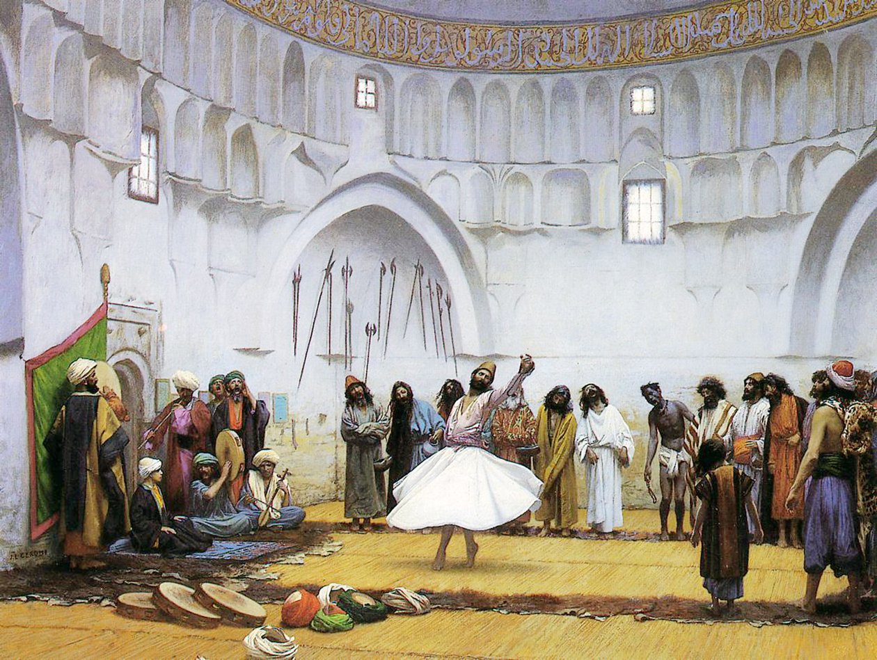 Dervixes rodopiantes, c.1895 (óleo sobre tela) de Jean Leon Gerome