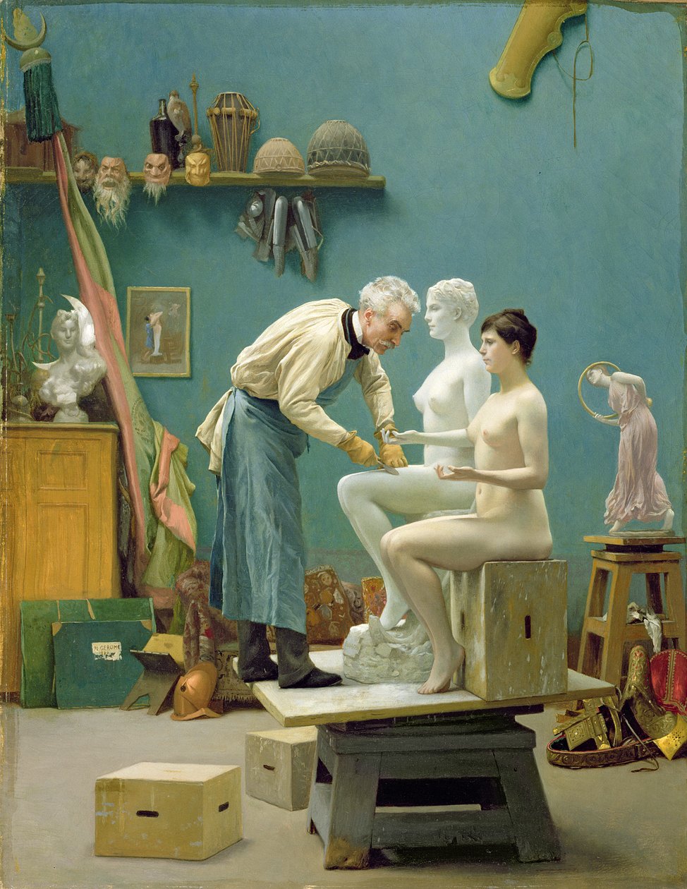 Trabalhando em mármore, ou o artista esculpindo Tanagra de Jean Leon Gerome