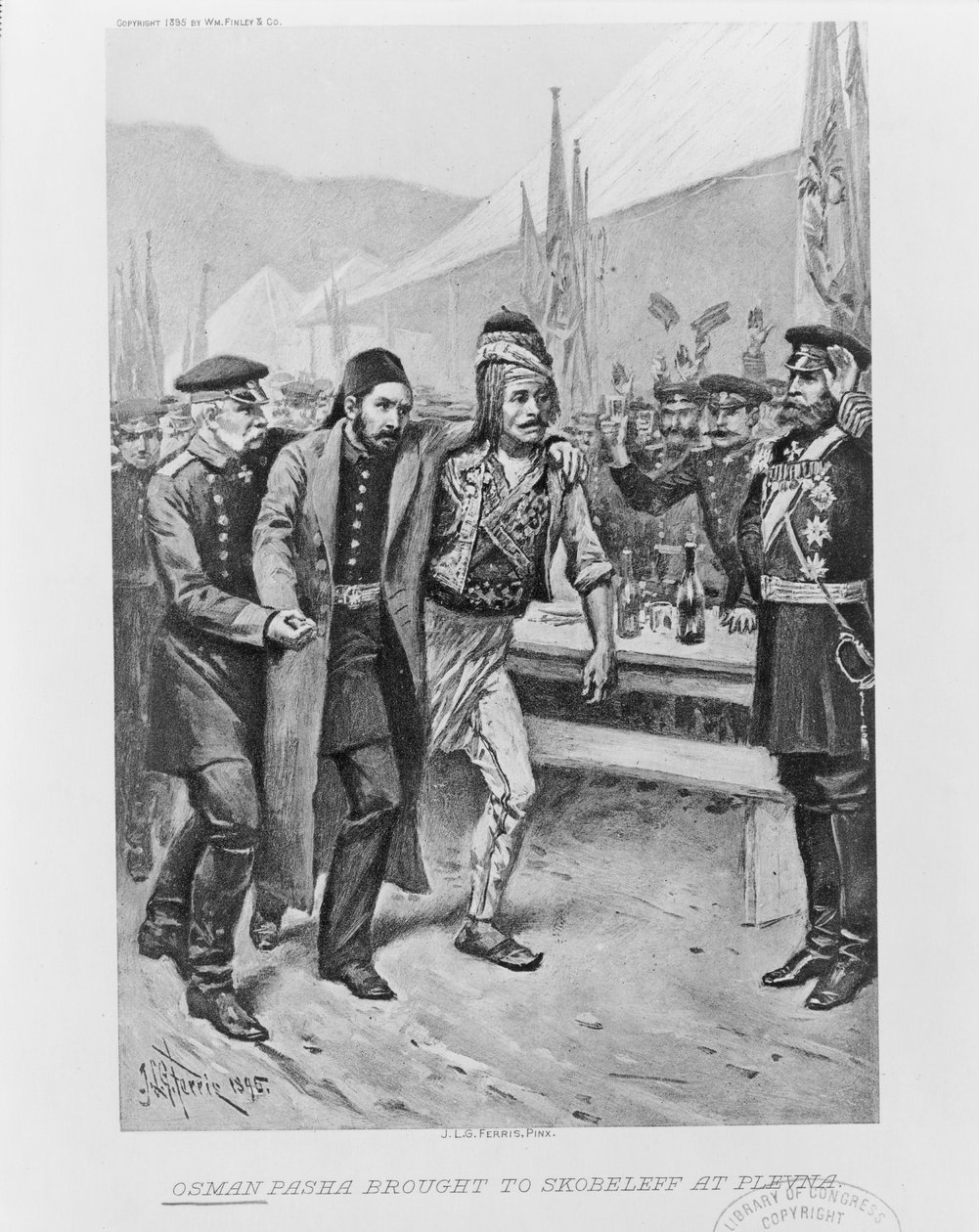 Osman Pasha levado para Skobelev em Plevna, c. 1895 de Jean Leon Gerome Ferris