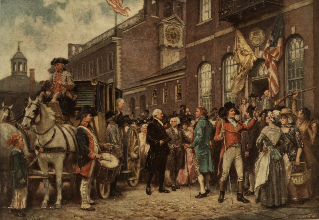 Inauguração de Washington na Filadélfia, c.1930 de Jean Leon Gerome Ferris