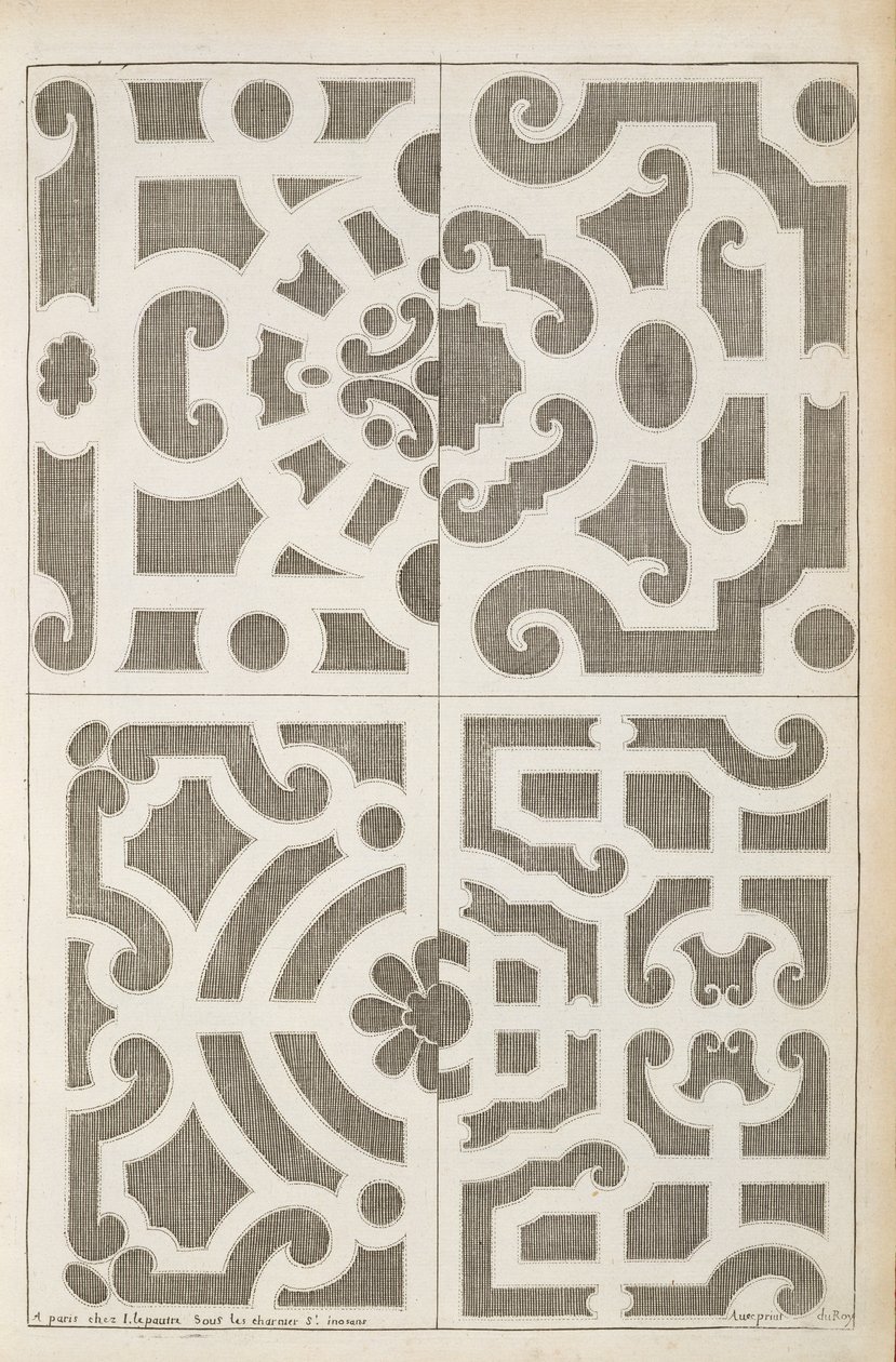 Desenhos de "fontes e jatos de água no estilo italiano", publicado em 1661 de Jean Lepautre