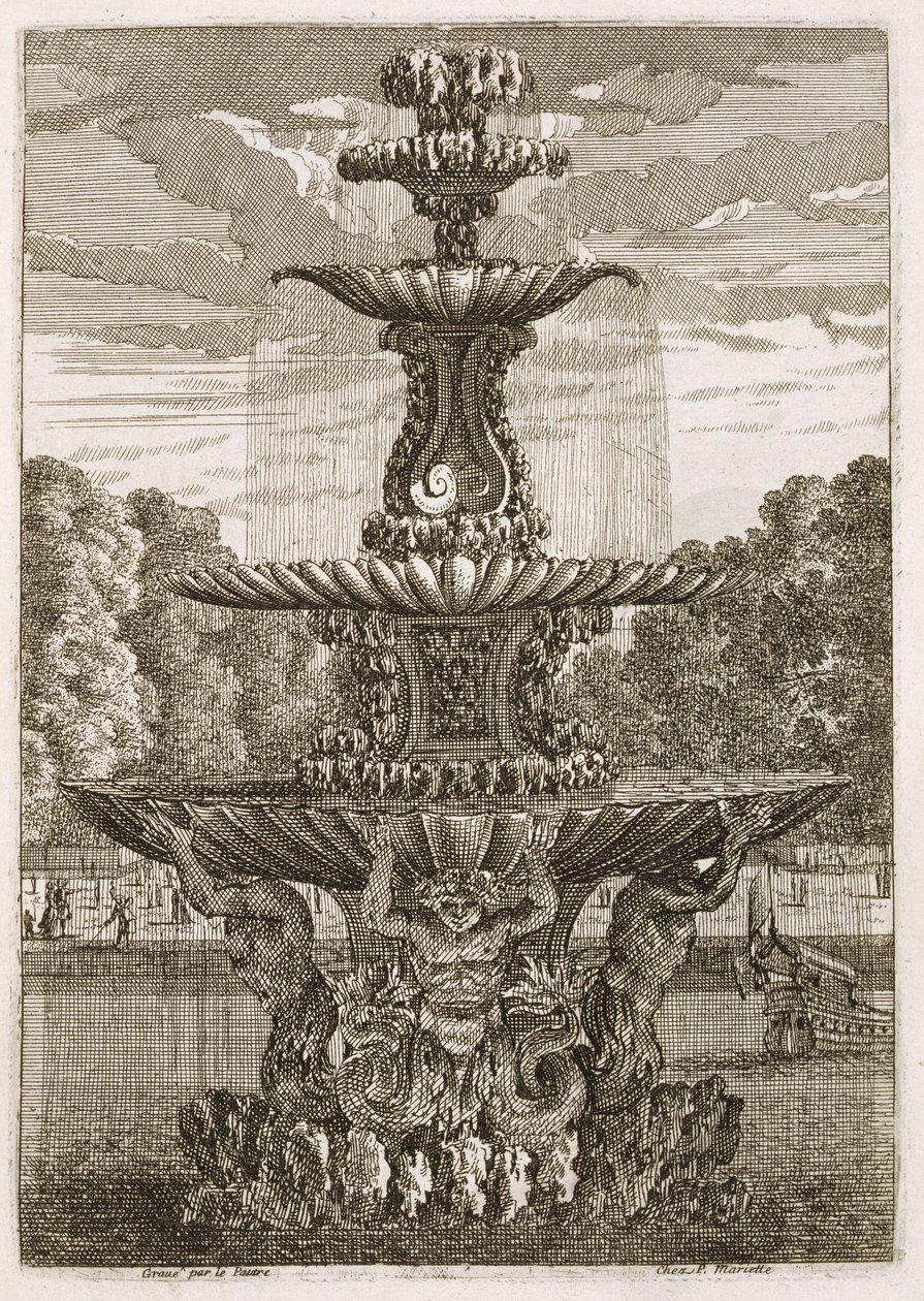 Prato de fontes e jatos de água no estilo italiano, 1661 de Jean Lepautre