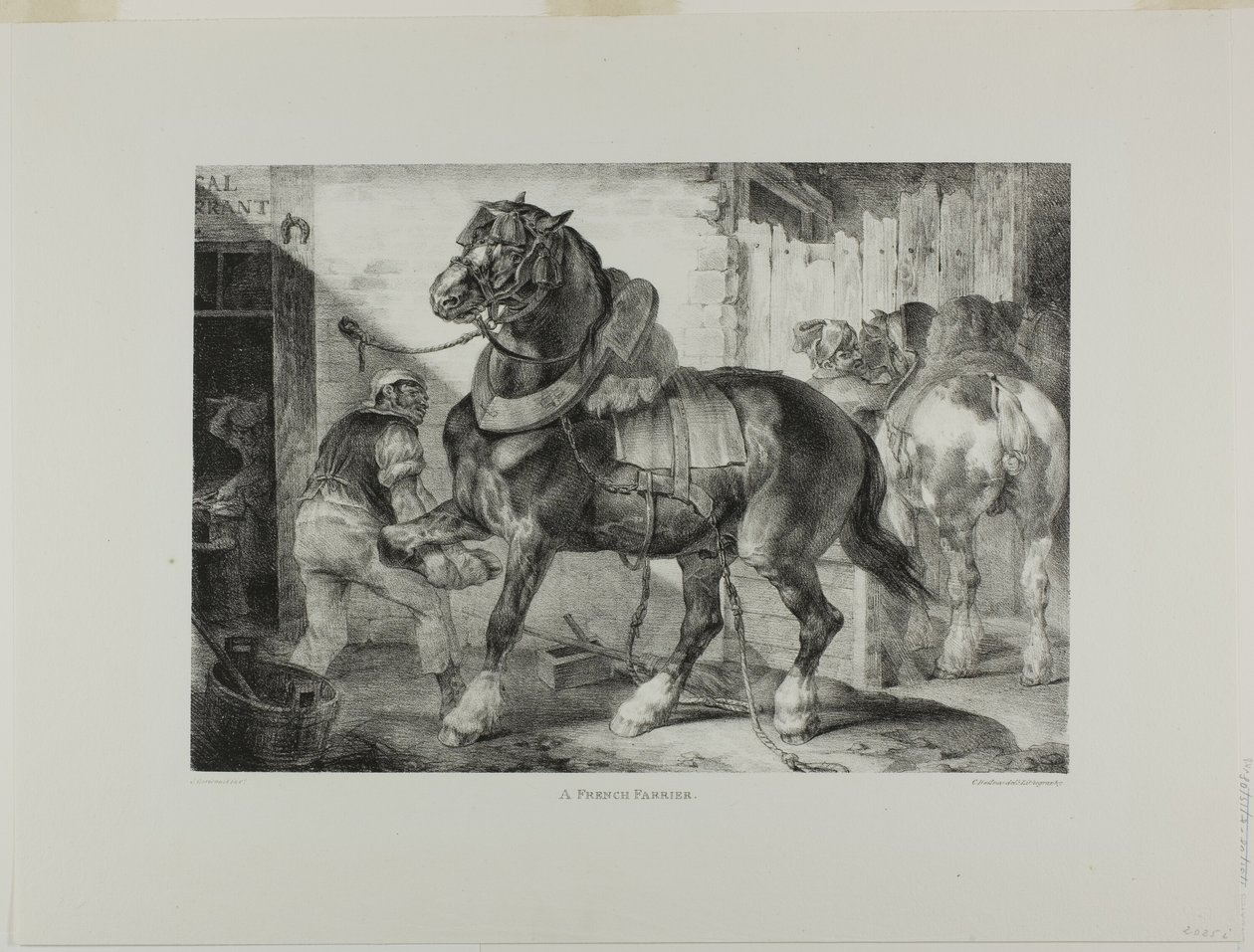 Um ferrador francês, placa 12 de Various Subjects Drawn from Life and on Stone (A Suite Inglesa) de Jean Louis André Théodore Géricault