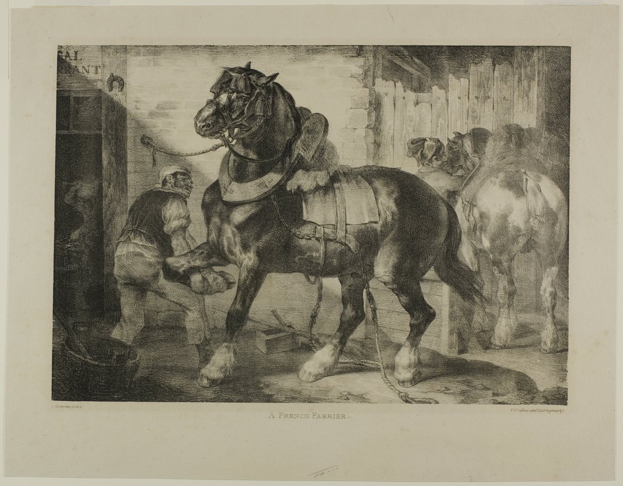 Um ferrador francês, placa 12 de Vários temas desenhados a partir da vida na pedra de Jean Louis André Théodore Géricault