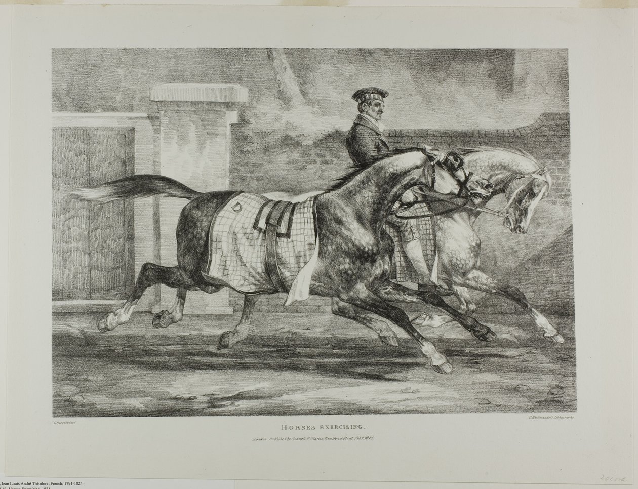 Horses Exercising, plate 6 from Various Subjects Drawn from Life and on Stone (The English Suite) de Jean Louis André Théodore Géricault