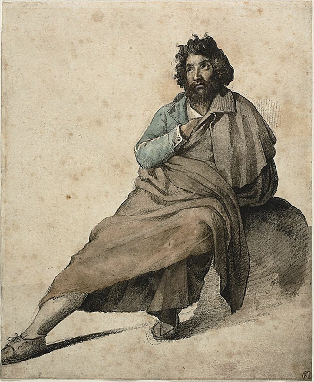 Camponês italiano sentado de Jean Louis André Théodore Géricault