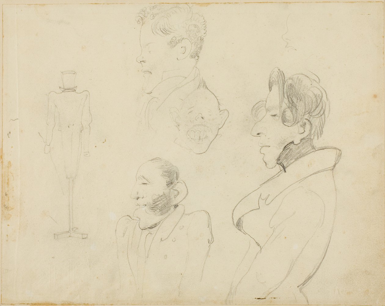 Folha de caricaturas de Jean Louis André Théodore Géricault