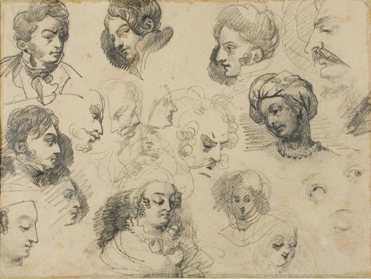Esboços de cabeças de Jean Louis André Théodore Géricault