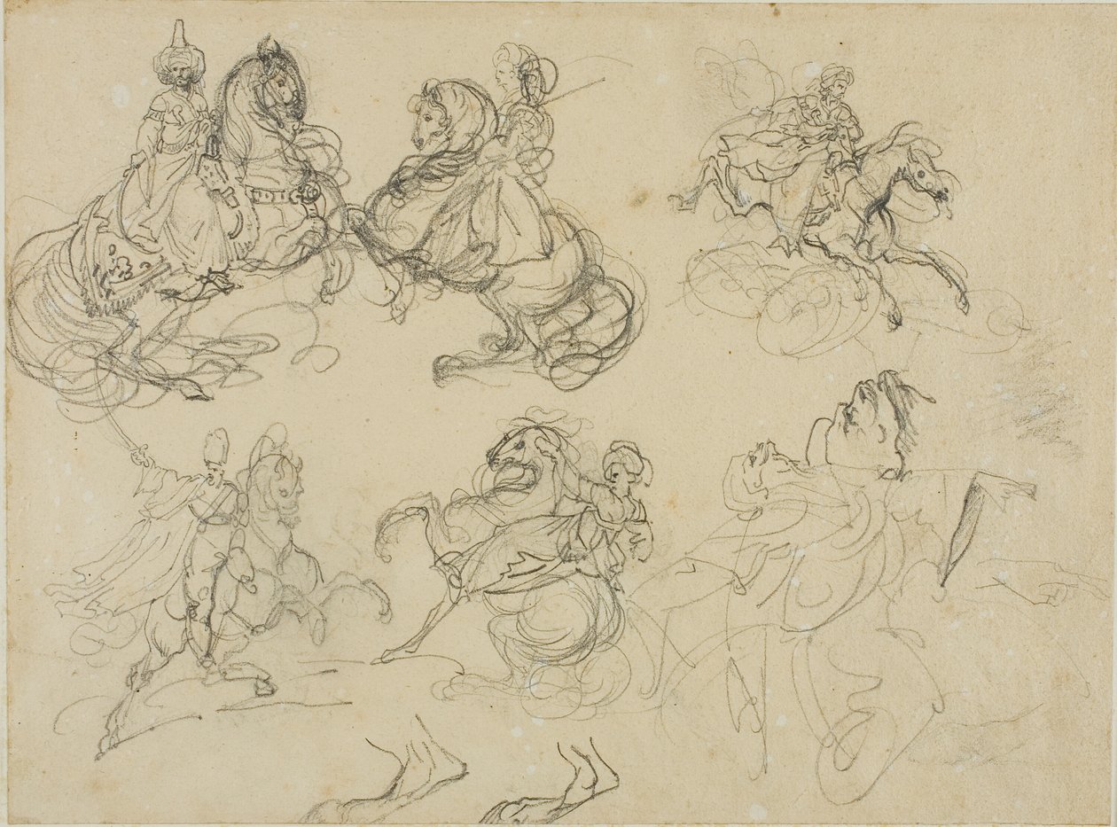 Esboços de cavaleiros orientais de Jean Louis André Théodore Géricault