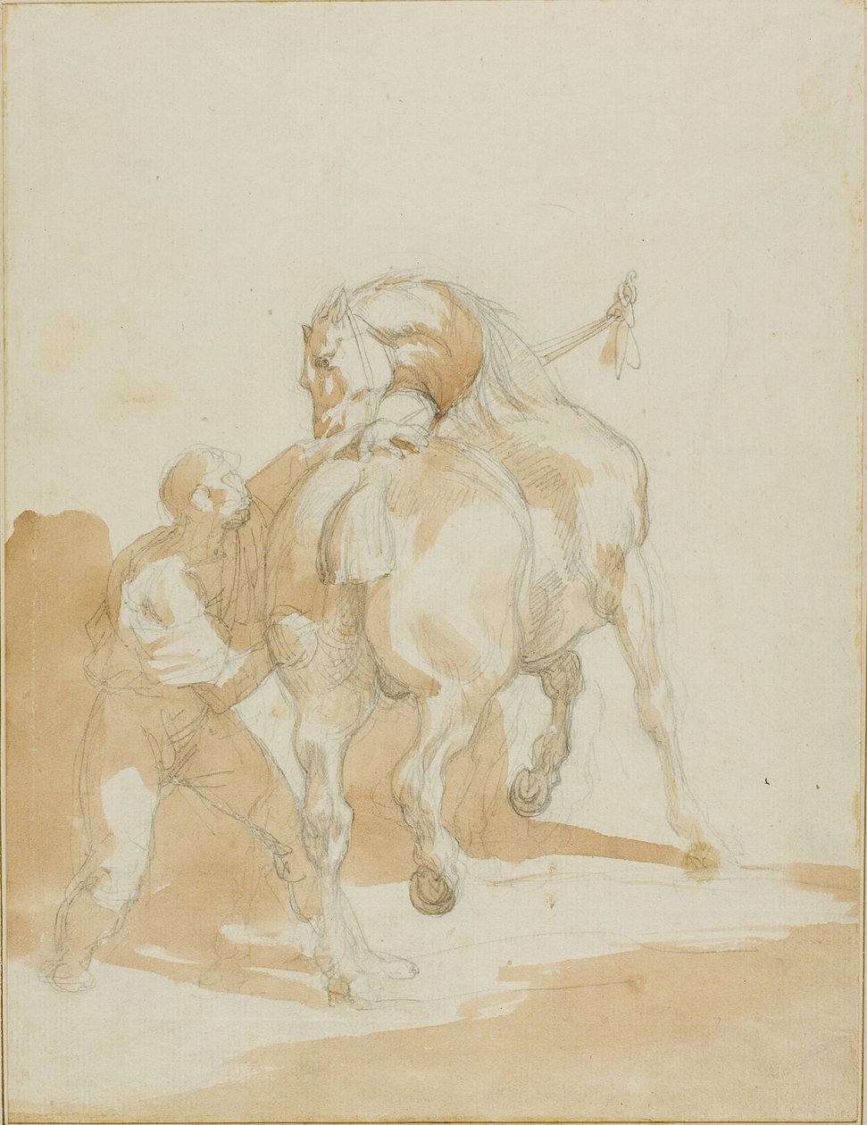Cavalariço a tratar de um cavalo de Jean Louis André Théodore Géricault