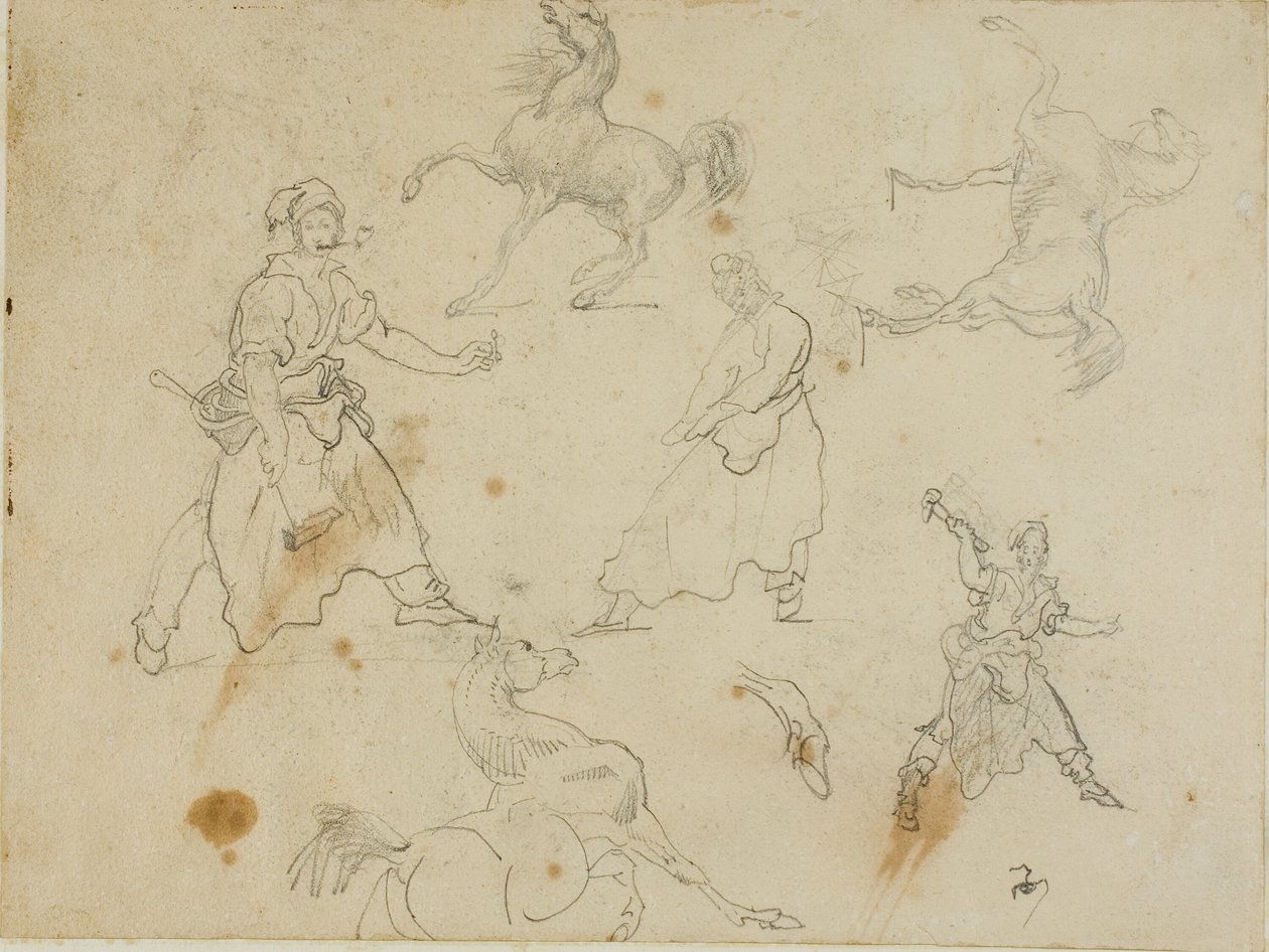 Estudos sobre ferreiros e cavalos de Jean Louis André Théodore Géricault
