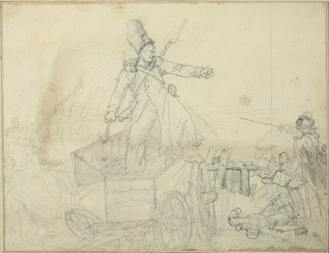 Estudo para caixotões de artilharia de Jean Louis André Théodore Géricault