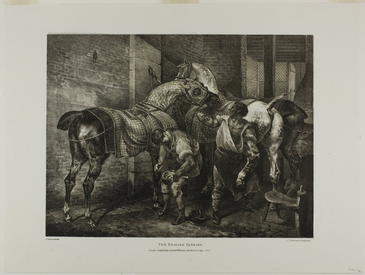The English Farrier, placa 10 de Various Subjects Drawn from Life and on Stone (The English Suite) de Jean Louis André Théodore Géricault